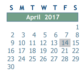 District School Academic Calendar for Ponderosa Elementary School for April 2017