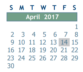 District School Academic Calendar for Beneke Elementary for April 2017