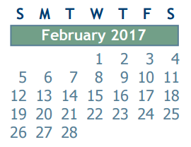District School Academic Calendar for School For Accelerated Lrn for February 2017