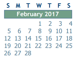 District School Academic Calendar for Clark Primary School for February 2017