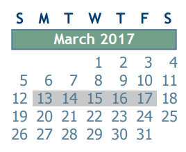 District School Academic Calendar for Heritage Elementary for March 2017