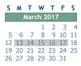 District School Academic Calendar for Smith Elementary for March 2017