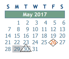 District School Academic Calendar for Andy Dekaney High School for May 2017