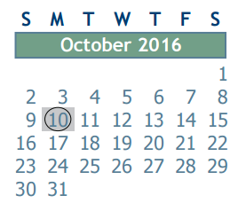 District School Academic Calendar for Westfield High School for October 2016