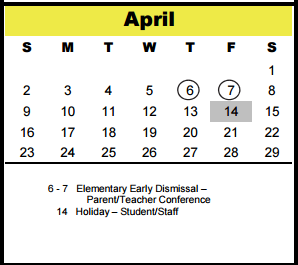 District School Academic Calendar for Cedar Brook Elementary for April 2017