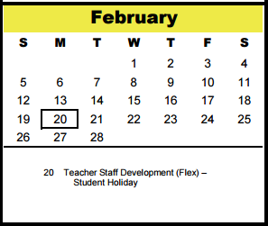 District School Academic Calendar for Spring Branch Elementary for February 2017