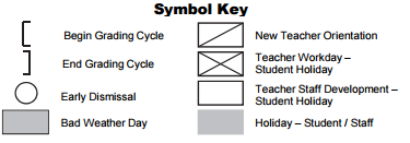 District School Academic Calendar Legend for Buffalo Creek Elementary