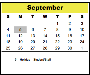 District School Academic Calendar for Spring Branch Elementary for September 2016