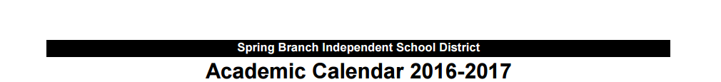 District School Academic Calendar for Spring Branch Elementary