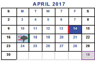 District School Academic Calendar for Travis Middle for April 2017