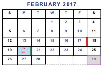 District School Academic Calendar for Meridith-dunbar Elementary for February 2017