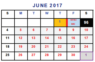 District School Academic Calendar for Lamar Middle for June 2017