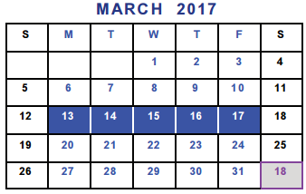 District School Academic Calendar for Travis Middle for March 2017