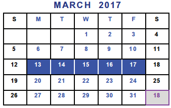 District School Academic Calendar for Jefferson Elementary for March 2017