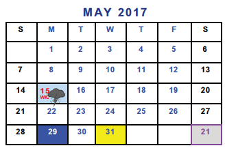 District School Academic Calendar for Bell County Nursing & Rehab Center for May 2017