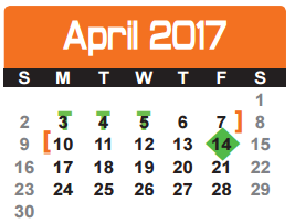 District School Academic Calendar for Dunbar Intermediate Center for April 2017