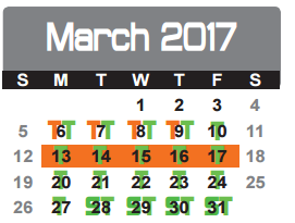 District School Academic Calendar for Dunbar Intermediate Center for March 2017