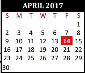District School Academic Calendar for Tomball Alternative Education Cent for April 2017