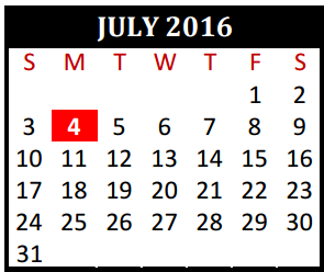 District School Academic Calendar for Tomball J J A E P Campus for July 2016