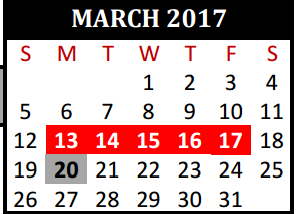 District School Academic Calendar for Beckendorf Intermediate for March 2017