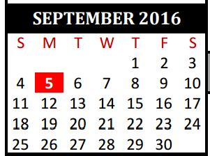 District School Academic Calendar for Lakewood Elementary for September 2016