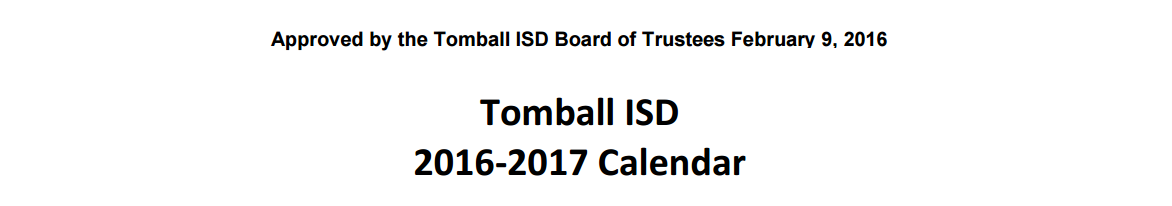 District School Academic Calendar for Tomball Alternative Education Cent