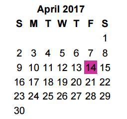 District School Academic Calendar for Jim Plyler Instructional Complex for April 2017