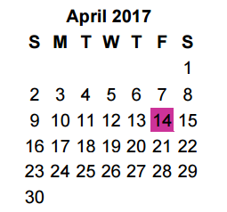 District School Academic Calendar for Jack Elementary for April 2017