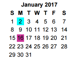 District School Academic Calendar for Orr Elementary for January 2017