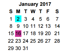 District School Academic Calendar for Dogan Middle for January 2017