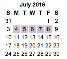 District School Academic Calendar for John Tyler High School for July 2016