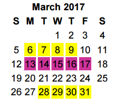 District School Academic Calendar for John Tyler High School for March 2017