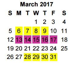 District School Academic Calendar for Dogan Middle for March 2017