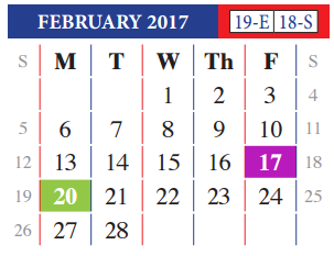 District School Academic Calendar for United Step Academy for February 2017