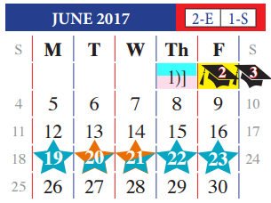 District School Academic Calendar for United Step Academy for June 2017