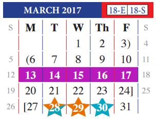 District School Academic Calendar for Henry Cuellar Elementary for March 2017