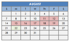 District School Academic Calendar for Cesar Chavez Middle School for August 2016