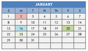 District School Academic Calendar for Challenge Academy for January 2017