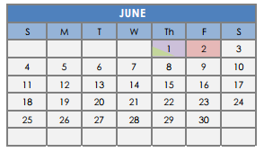 District School Academic Calendar for Lake Waco Montessori Magnet for June 2017