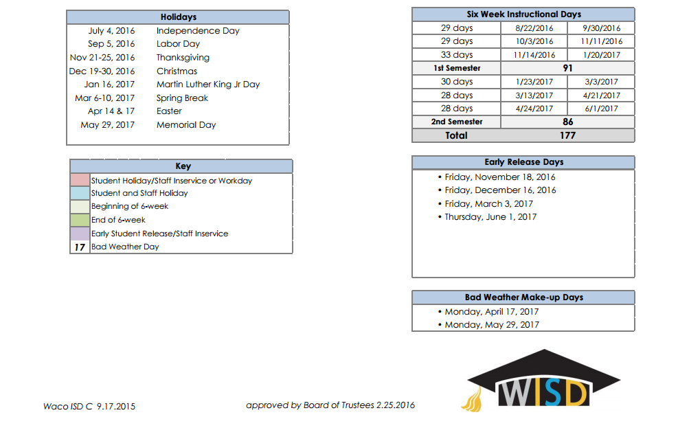 District School Academic Calendar Key for Alta Vista Montessori Magnet