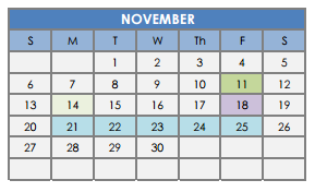 District School Academic Calendar for Trinity Lutheran Sch for November 2016