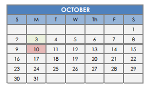 District School Academic Calendar for Cedar Ridge Elementary School for October 2016