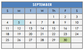 District School Academic Calendar for Waco High School for September 2016