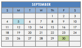 District School Academic Calendar for Alta Vista Montessori Magnet for September 2016