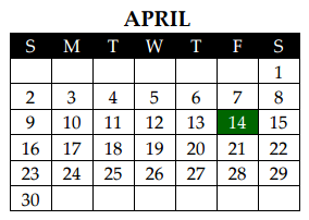 District School Academic Calendar for New Sixth Grade Campus for April 2017