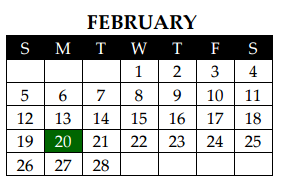 District School Academic Calendar for Northside Elementary for February 2017