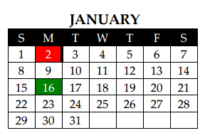 District School Academic Calendar for Northside Elementary for January 2017