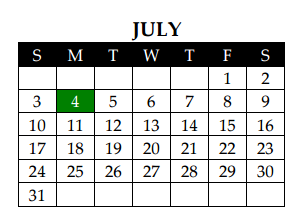 District School Academic Calendar for Wilemon Ln Center for July 2016