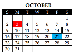 District School Academic Calendar for Waxahachie High School for October 2016