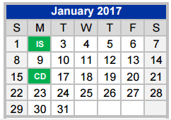 District School Academic Calendar for Crockett Elementary for January 2017